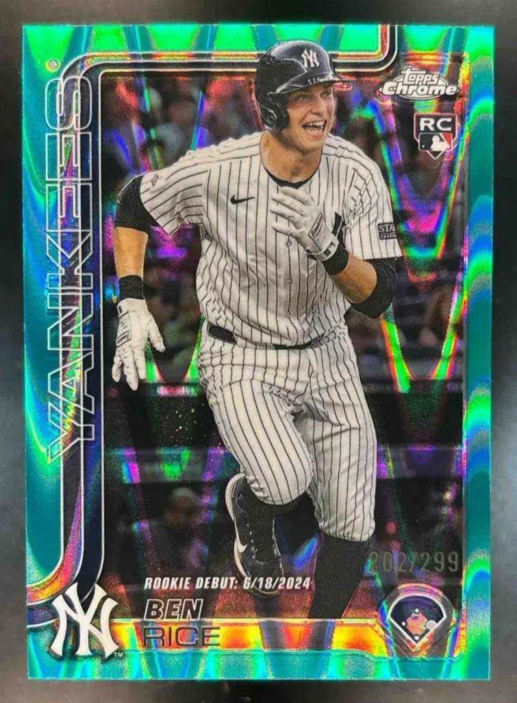 2025 Topps Chrome Update Ben Rice Teal RayWave /299 #USC138 RC New York Yankees
