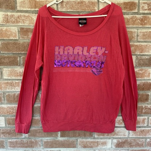 Harley Davidson Long Sleeve Tee Oversized Mentor Ohio Small Pink