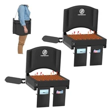  Heated Stadium Seats for Bleachers with Back Support, 3 Levels 17" 2pc Black