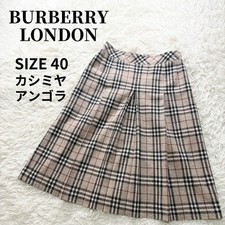 Burberry London Nova Check Flare Skirt Beige Cashmere Angora Blend New