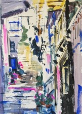 ORIGINAL Watercolour  painting Mykonos Greece 30x25cm Marilyn Allis