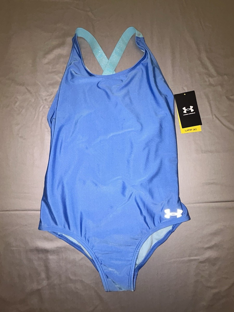 NWT New Under Armour Logo Racer One Piece Swimsuit Girl's Size 16
