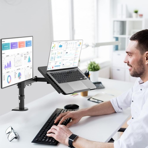 WALI Single LCD Monitor Desk Mount Fully Adjustable Stand with Extra Black - Picture 8 of 8