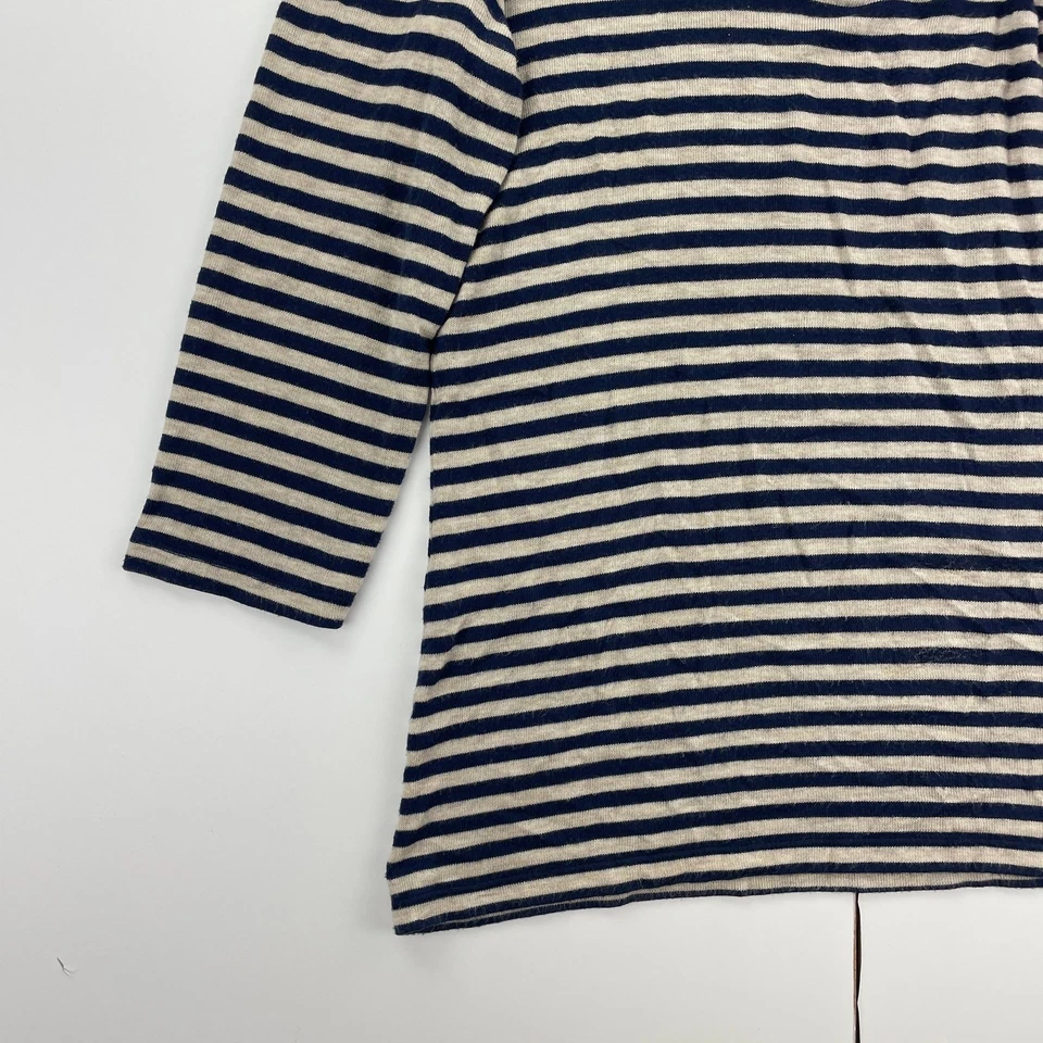 Top de jersey FASE OCHO 10 azul beige a rayas cuello capucha manga 3/4 para mujer Foto 2 de 4