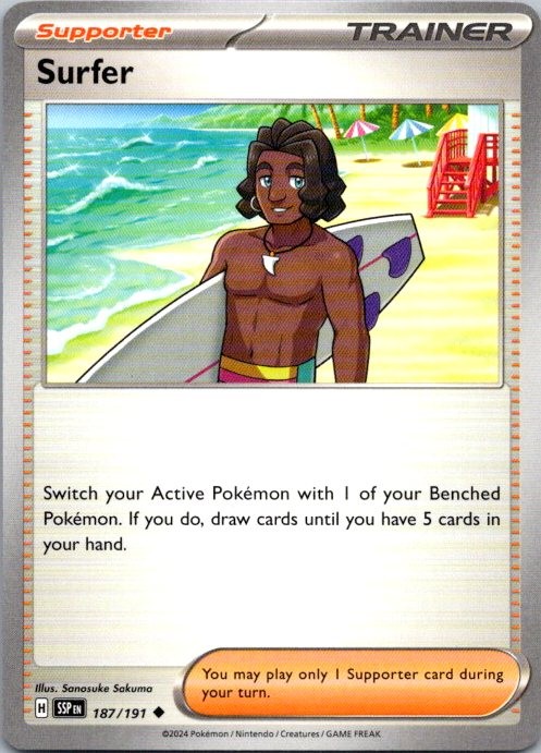 Surfer 187/191 Uncommon Surging Sparks Pokemon Near Mint