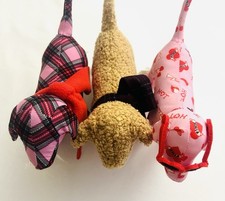 Victoria  s Secret PINK Plush Dog Lot of 3 Plaid Sherpa Stuffed Puppy NWT