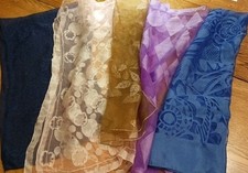 5 VINTAGE 1960s-70s Scarves. Varied Colors, Sizes. Sheer/Solid. Nice. See Pics.