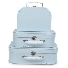 Paperboard Vintage Suitcase - Set of 3 Decorative Vintage Luggage - Baby Blue