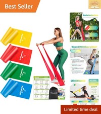 Fitnessbänder Set 4er - 2m TPE Widerstandsbänder mit Übungsposter & Tragetasche