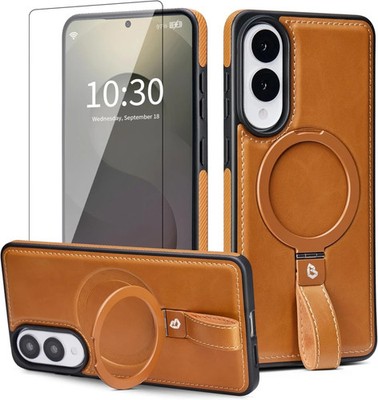 Samsung Galaxy S25 Edge Case Leather with Stand, Anti-Slip Shockproof Loop,