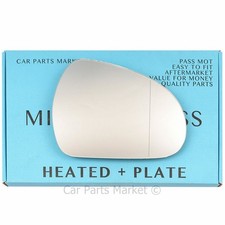 Right side Wide Angle wing mirror glass for Peugeot 207 2006-2012 heated + plate