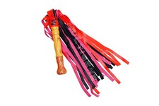 Leather Flogger with Wooden Handle   Sensory Play  Impact Play Whip - BDSM Whip