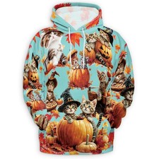 Cat Pumpkin Halloween Hoodie Spooky Fall Pullover Gift