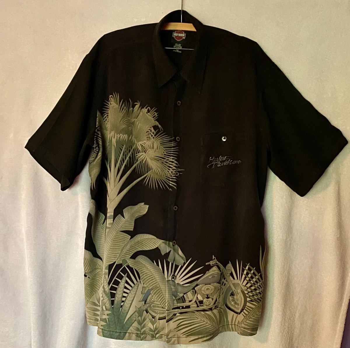 Harley-Davidson Silk Hawaiian Casual Button-Down Shirts for Men