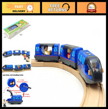Battery Operated Train Set for Wooden Tracks - Action Locomotive with Magnetic C