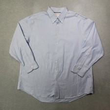 Charles Tyrwhitt Shirt Mens 18/35 Blue Striped Classic Fit Non Iron Button Down