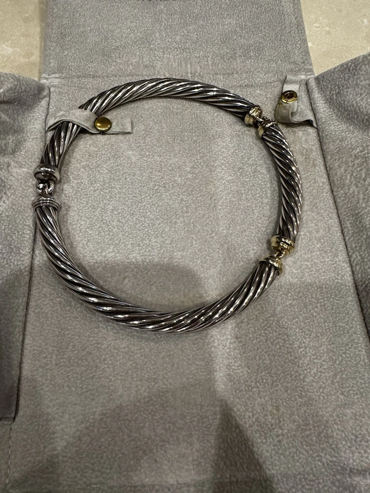 David Yurman Metro Cable Vintage Necklace 14K Yellow Gold Sterling Silver 15" - Image 4 of 4