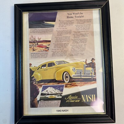 Vintage 1940 Nash  Car Magaxine Print Ad Advertising Display