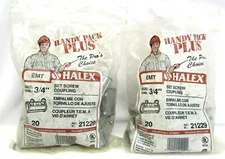 Bags of (36) NEW Halex 3/4" Set Screw EMT Conduit Coupling 21229 Wire Cable NOS!
