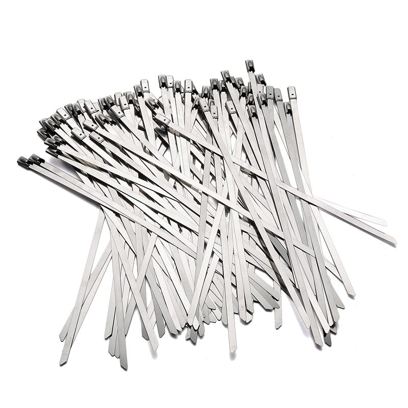 100 Pcs Stainless Steel Metal Cable Ties Marine Grade Zip Tie Wrap Heat