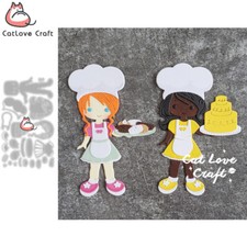 Baker Chef Girl Metal Cutting Dies Scrapbooking Stencil Die Cuts Card Craft