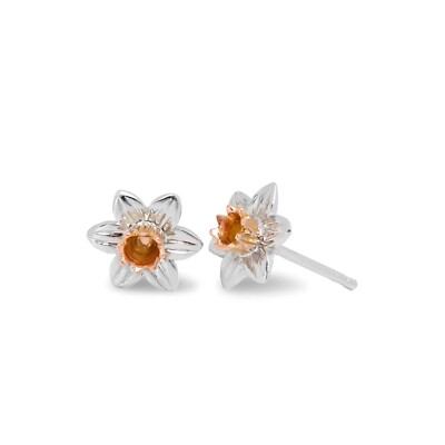 Clogau Welsh Gold Nature's Wonder Sterling Silver Daffodil Stud Earrings - SDSE