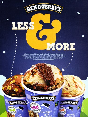 Anuncio de helados Ben & Jerry #11 revista promo anuncio 2018 menos y más - Imagen 1 de 2