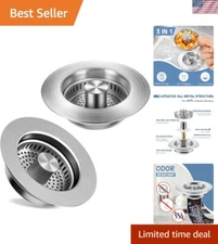 Stylish Kitchen Sink Strainer & Stopper Set: 2-Pack Stainless Steel & Easy Clean