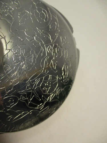 Vintage Dichromic Art Glass Pocket Mirror Compact Etched Silver Tone Metal Green - Picture 5 of 6