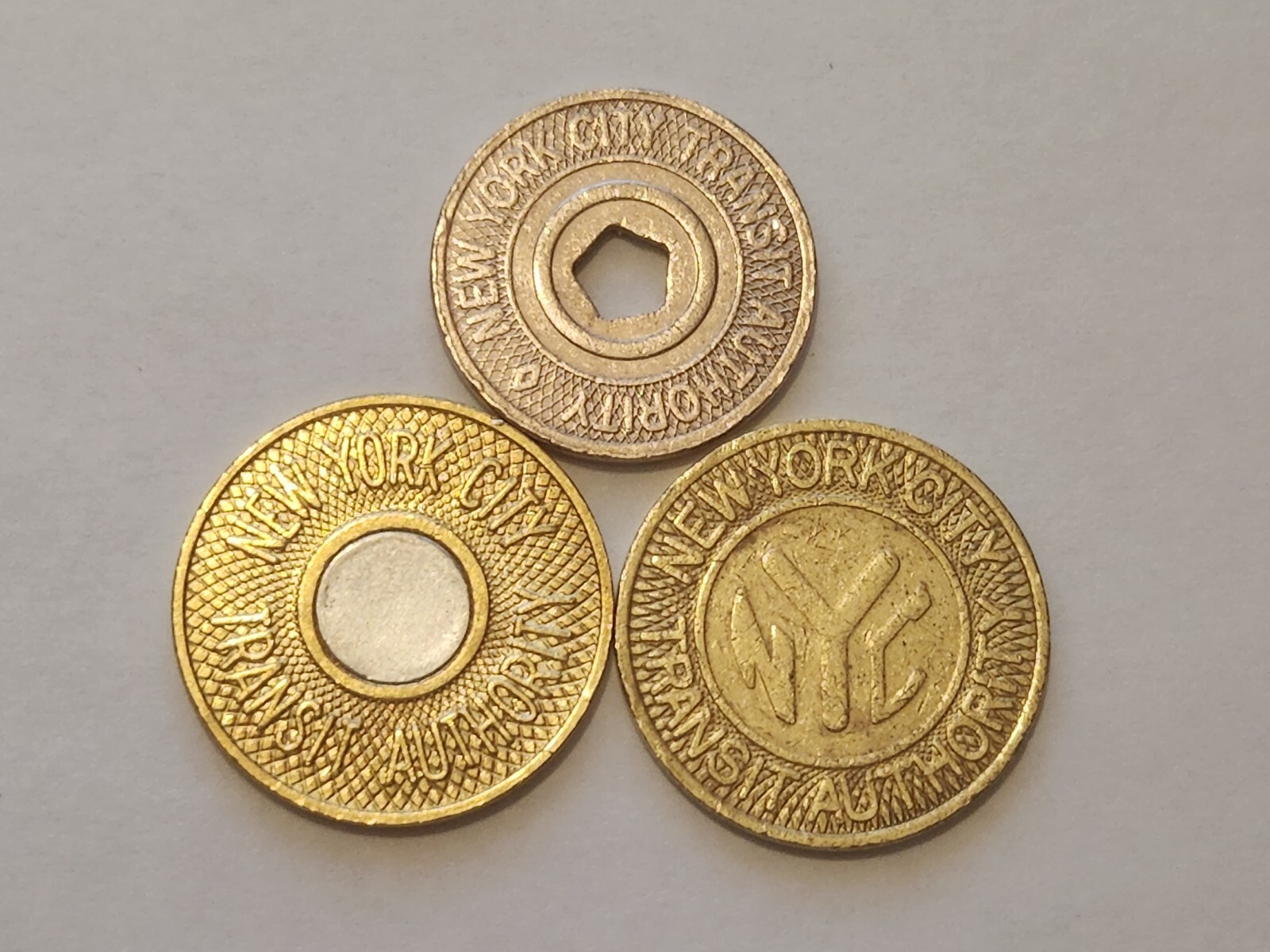 New York City,  NYC Transit Authority 3 Different Subway Tokens
