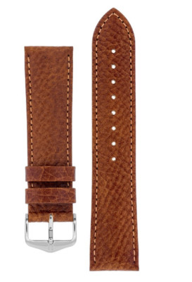 12MM Hirsch FOREST Calf Leather Watch Strap Gold Brown Leather Medium 110/70mm