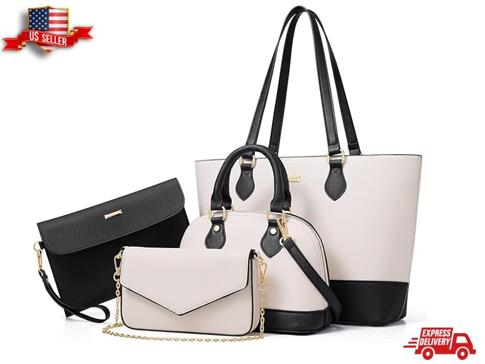 Women Fashion Handbags Purse Wallet Tote Shoulder Crossbody Satchel Set 4pcs