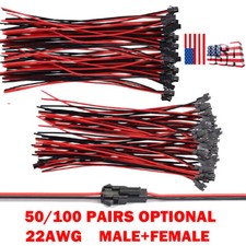 2 Pin For JST SM Plug Male Female Connector 22 AWG 10CM Electrical Cable Wire US