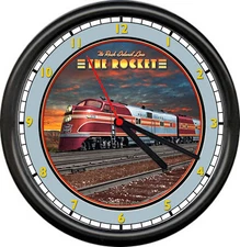 Rock Island Rocket Railway Railroad  Train Car Conductor Chicago Sign Wall Clock