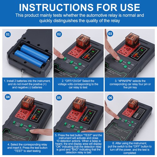 Car 12V/24V Relay Tester Auto Diagnostic Tools Electronic Relay Tester AU R3I8 - Picture 9 of 12