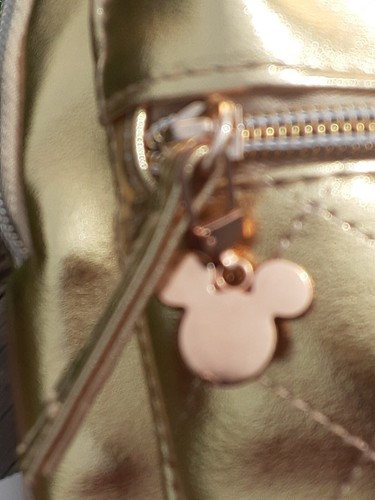 Mickey Mouse Gold Mini Backpack🎒 w/Gold Pulls and Rhinestone Pin, Disney - Picture 5 of 6