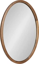 Hogan Farmhouse Oval Framed Wall Mirror, 24 X 36, Rustic Brown, Decorative Bulle