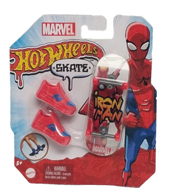 Marvel Hot Wheels error Finger Skateboard Spider-man card/Iron Man