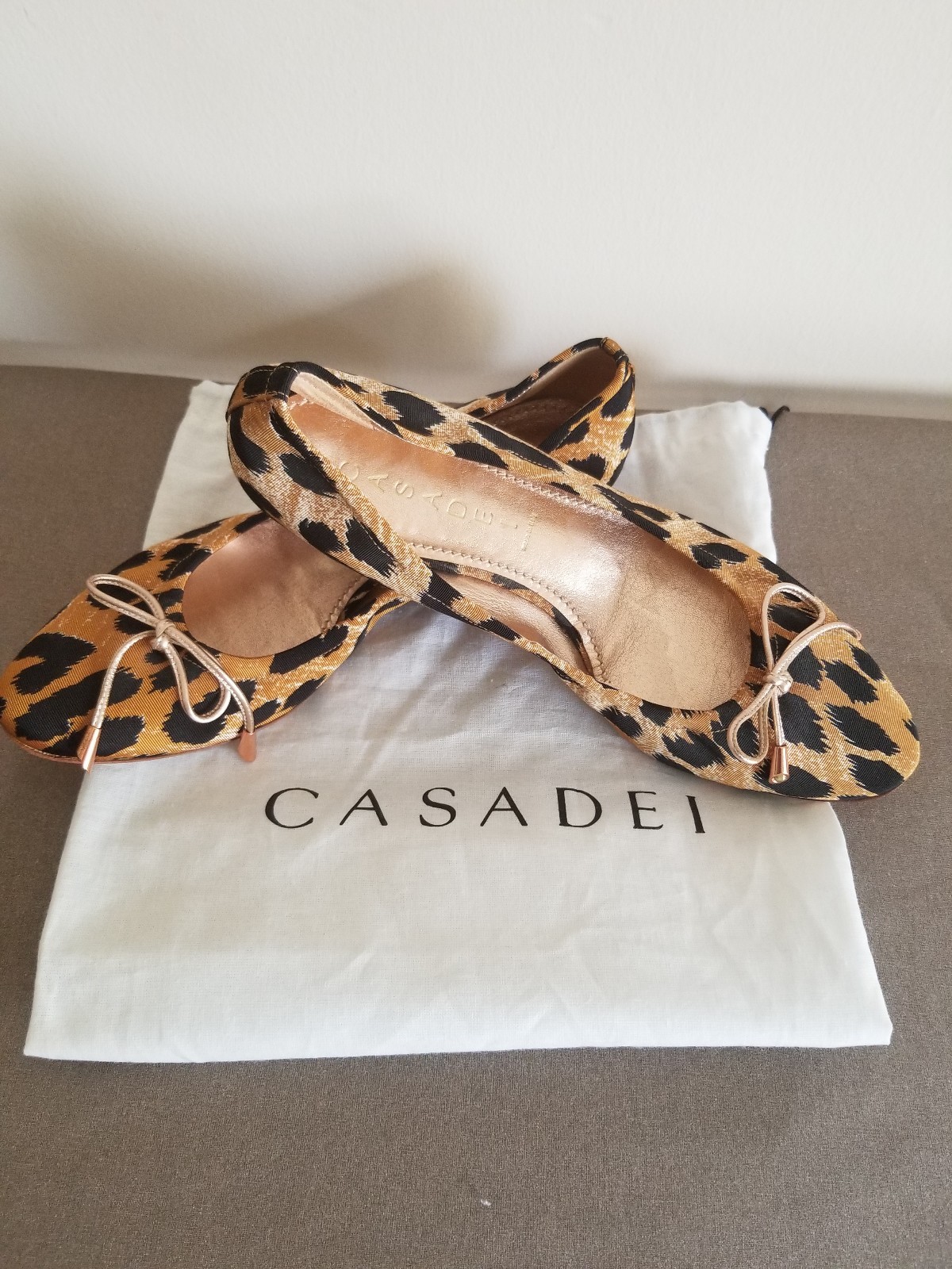 Casadei Leopard Fabric Print Flat Ballet Round To… - image 12