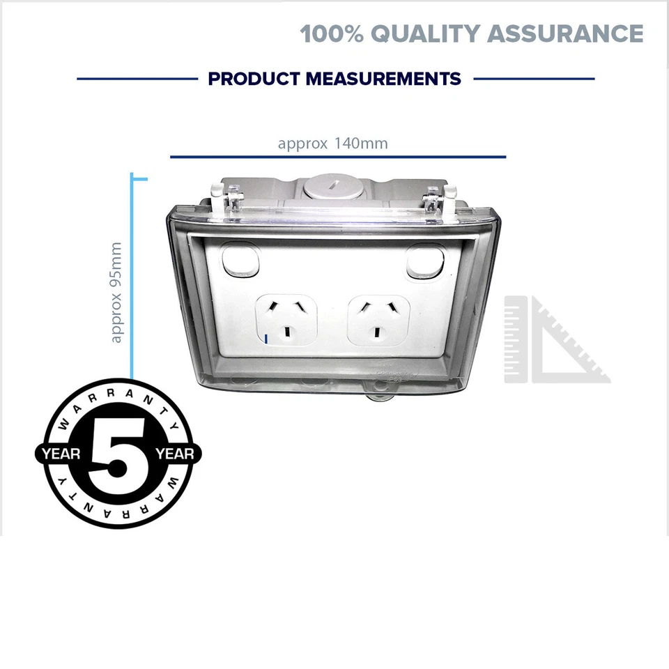 NEW Outdoor GPO Waterproof Double Power Point + Weatherproof Clear Lid Box Lock - Image 2 of 4