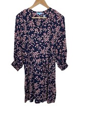 Draper James RSVP Size Medium Blue floral dress V neck A line with tie