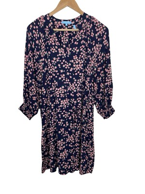 #ad Draper James RSVP Size Medium Blue floral dress V neck A line with tie $19.42