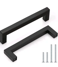 30 Pack Matte Black Cabinet Drawer Pulls Square Kitchen  Hardware 5" Hole Center