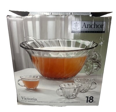 VTG Service for 8 Anchor Hocking Platinum Collection - Victoria Punch Bowl Set