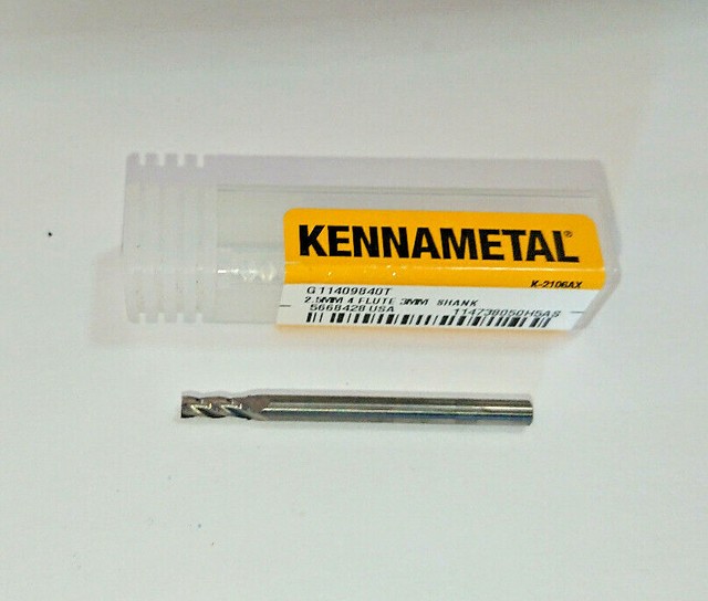 KENNAMETAL 2.5mm 4 FLUTE END MILL SOLID CARBIDE G11409840T 3mm SHANK KENNAMETAL 2.5mm 4 FLUTE END MILL SOLID CARBIDE G11409840T 3mm SHANK