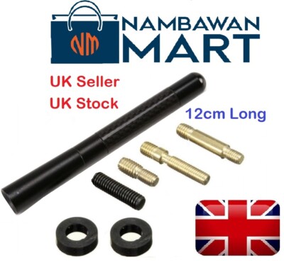 Schwarz Carbon Auto ANTENNE Bienenstich Mast Antenne Mini Radio Stubby 12cm-AUTO1042