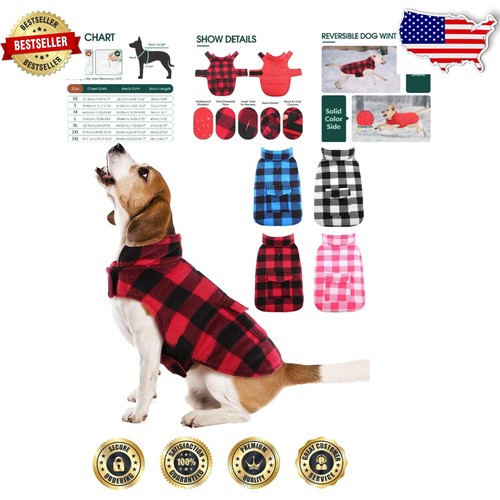 Fashionable Windproof Dog Jacket - Reversible Cold Weather Vest for Christmas