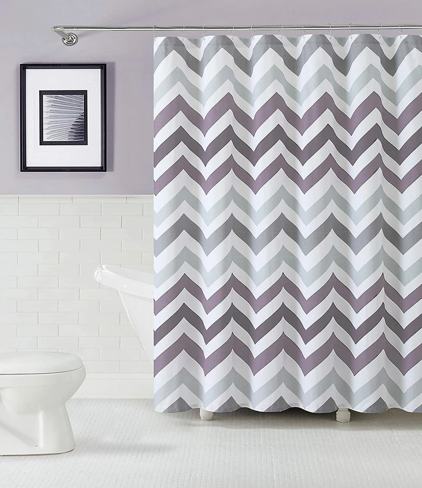 Cortinas de ducha Kate Aurora Living 100 % algodón tela Chevron - colores surtidos Foto 2 de 3