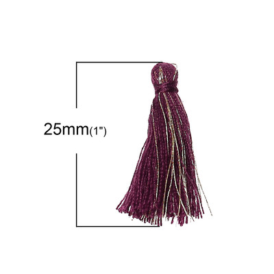 Lot De 3 Breloques Pompons Glands En Coton Violet 25 Mm - Création Bijoux - Neuf