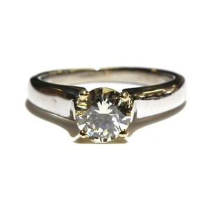 GIA certified 14k white yellow gold 1.08ct round diamond engagement ring 4.9g 6